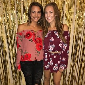 Floral print two piece set